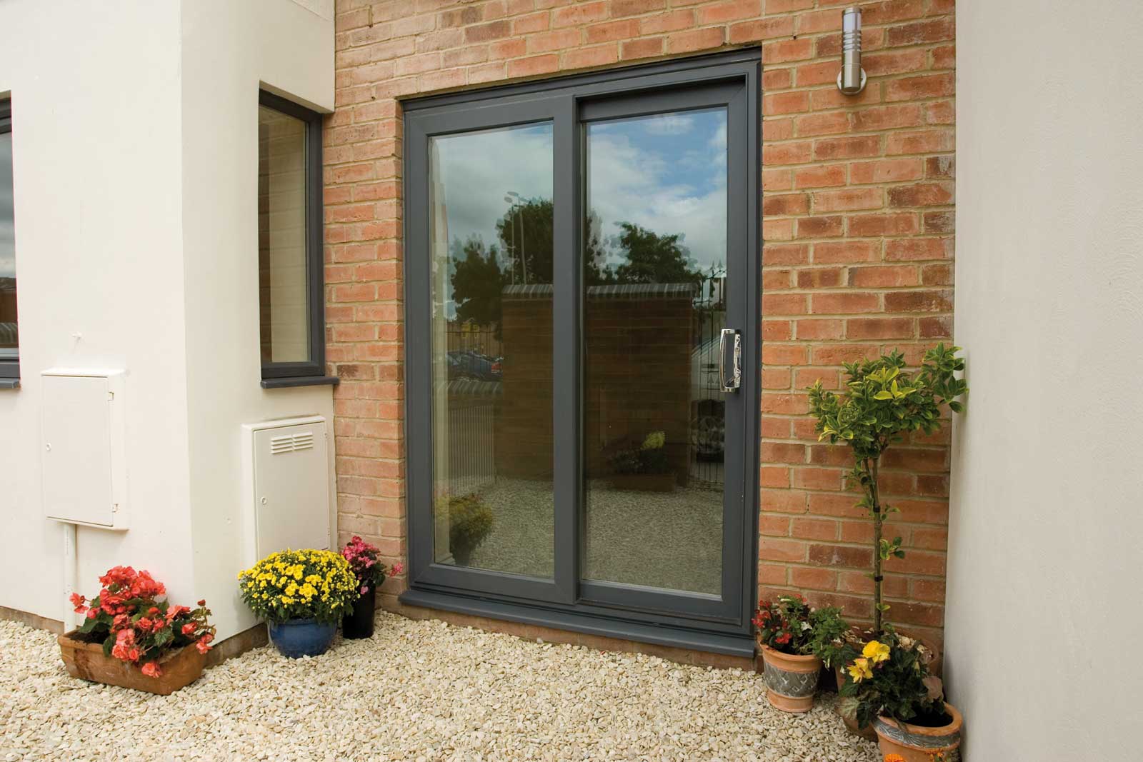 Grey patio doors