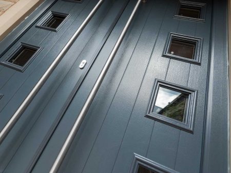 Modern Composite Doors with windows in shot from below
