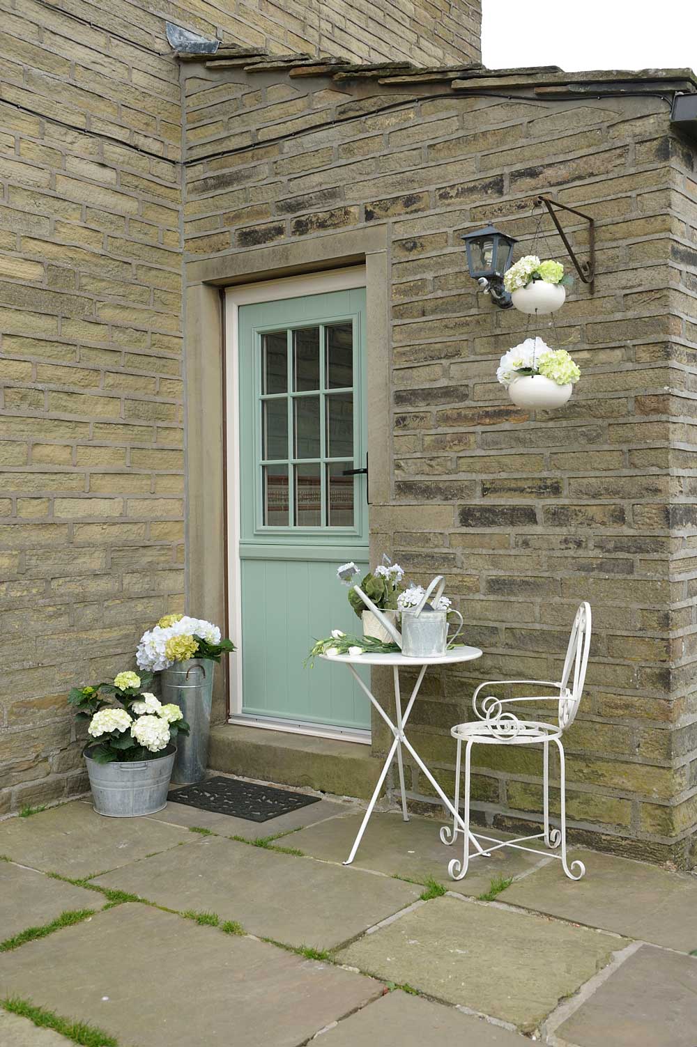 A green composite front door